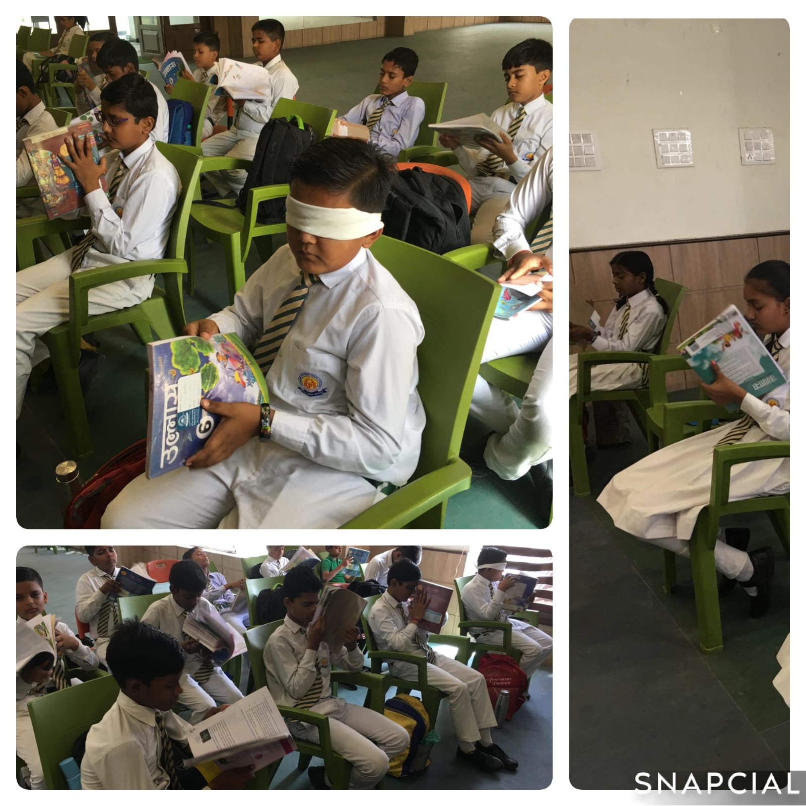 Blindfold reading practice demonstration