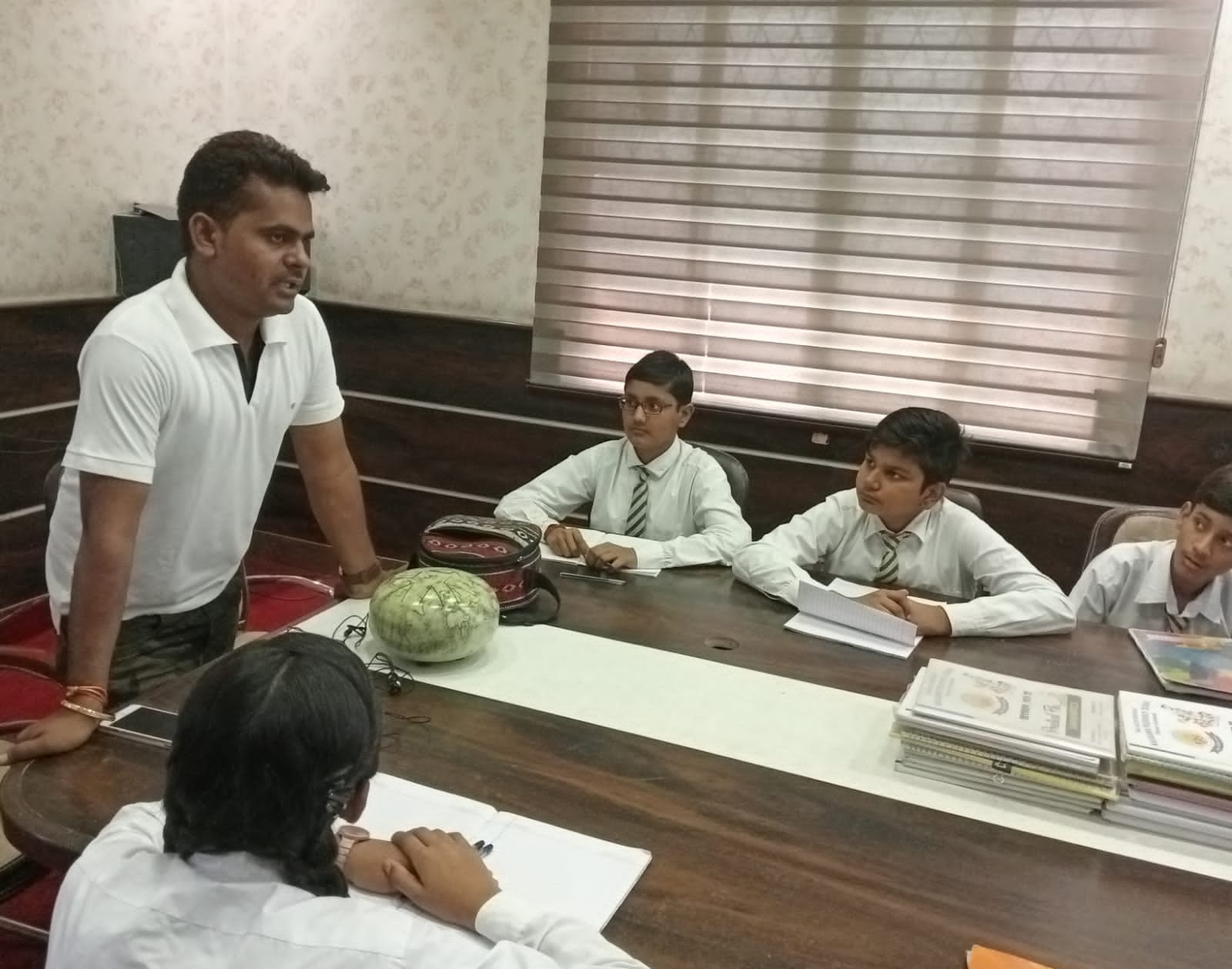 Students taking part in a classroom learning activity
