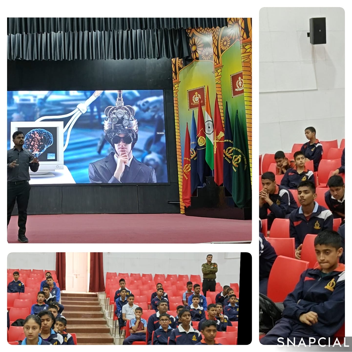 Guided presentation during a school auditorium session